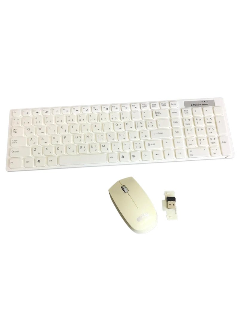 Slim White Wireless Keyboard and Mouse Combo, Elegant Modern Design, Battery Operated, Suitable for PC and Laptop - Image 3